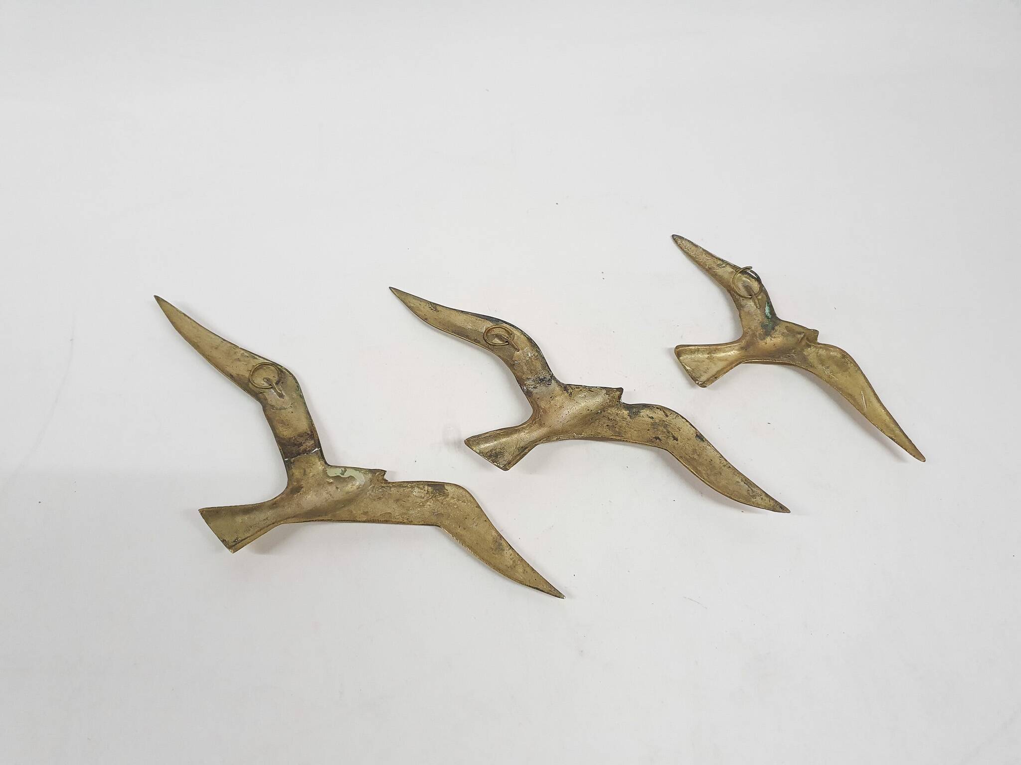 Set of three brass wall objects - birds, The Netherlands, 1960's