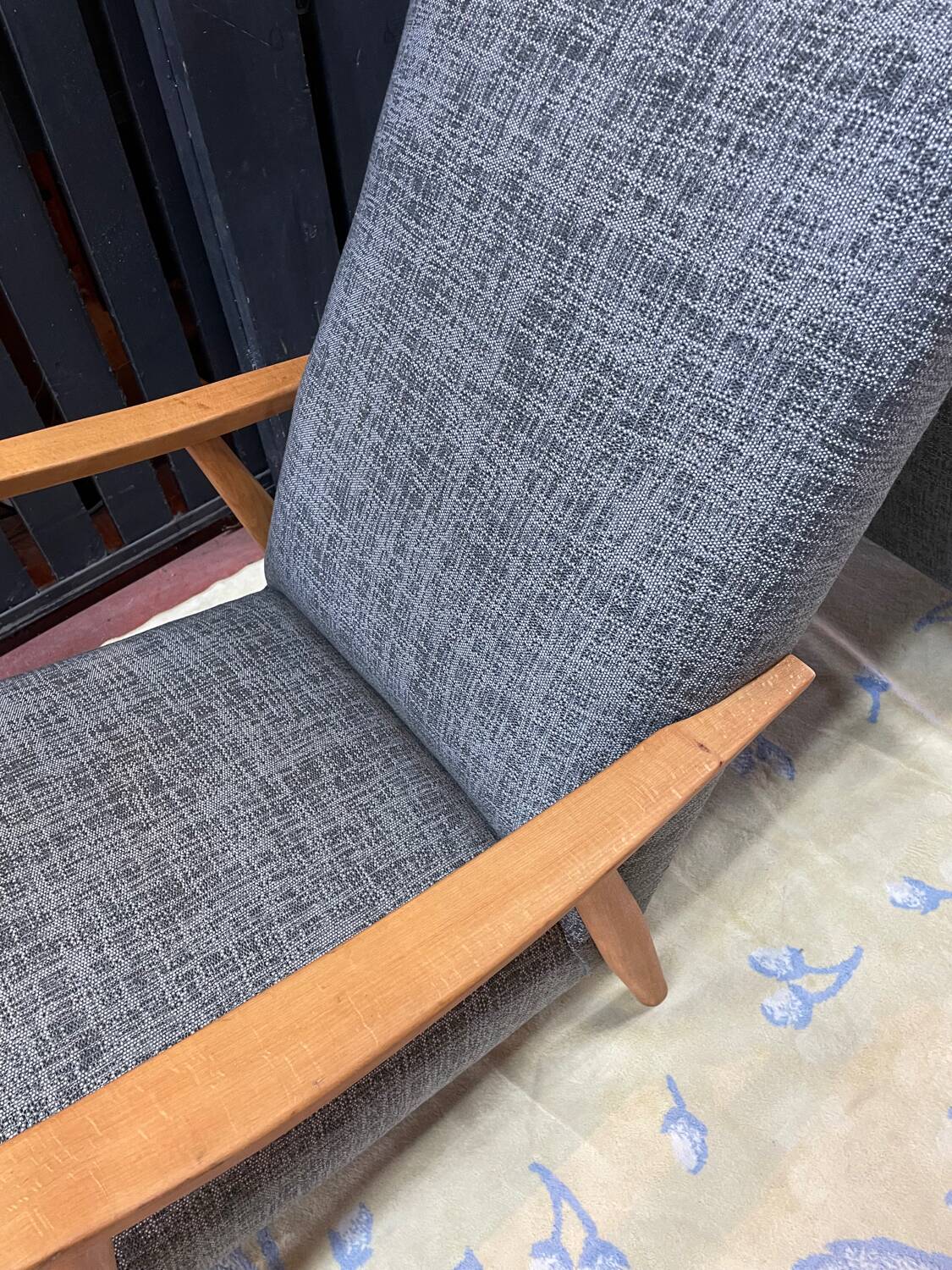Paire de faiteuils vintage gris chiné