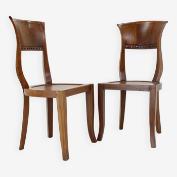 1980s Pair of Solid Teak Chairs, India