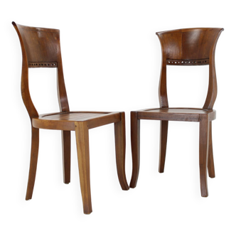 1980s Pair of Solid Teak Chairs, India