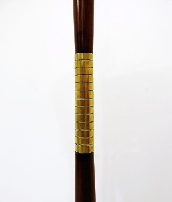 Lampadaire bleu moderne italien du milieu du siècle des années 1950 en bois et laiton