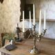 5-branch silver-plated metal candle holder