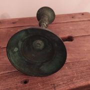Bougeoir ancien en régule Vert de gris