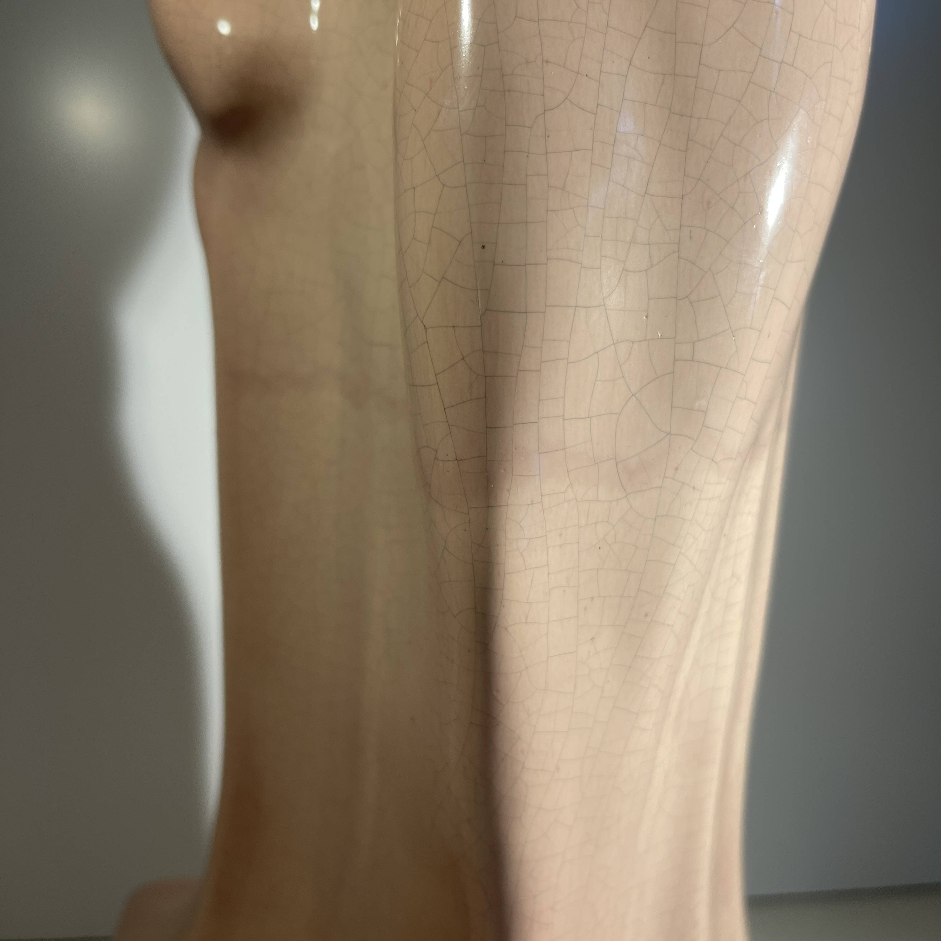 'The Kiss' sculpture by CRIS AGTERBERG, crackled ceramic, Art Deco, ca 1940