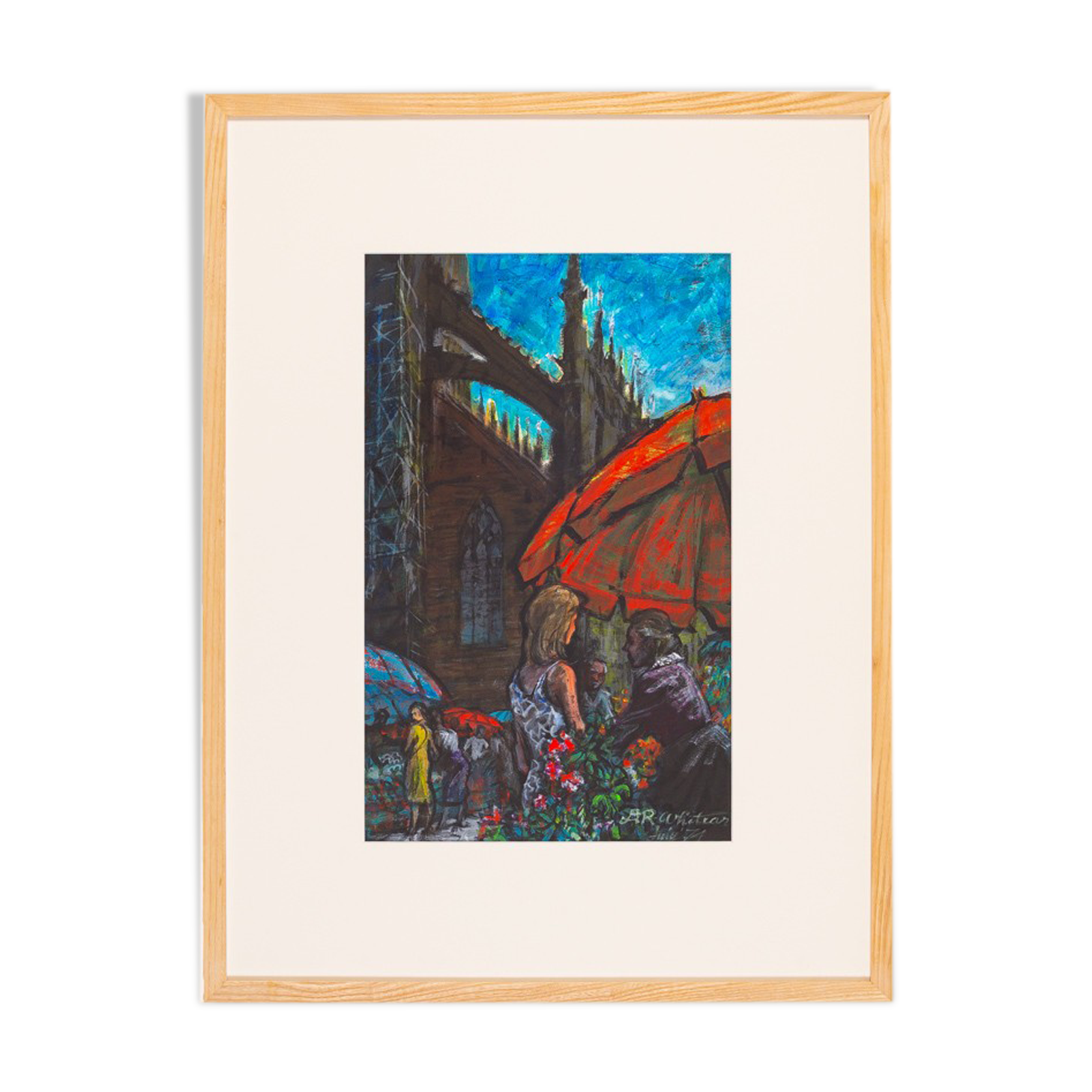 Street scene in London, Aquarelle on Paper, 59 x 78 cm