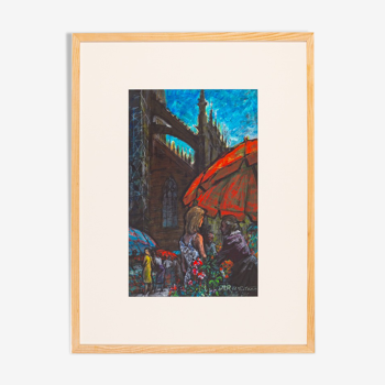 Scène de rue à Londres, Aquarelle on Paper, 59 x 78 cm