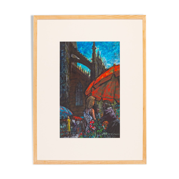 Scène de rue à Londres, Aquarelle on Paper, 59 x 78 cm