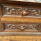 Desk with tiered secret drawer in solid oak Louis XIII