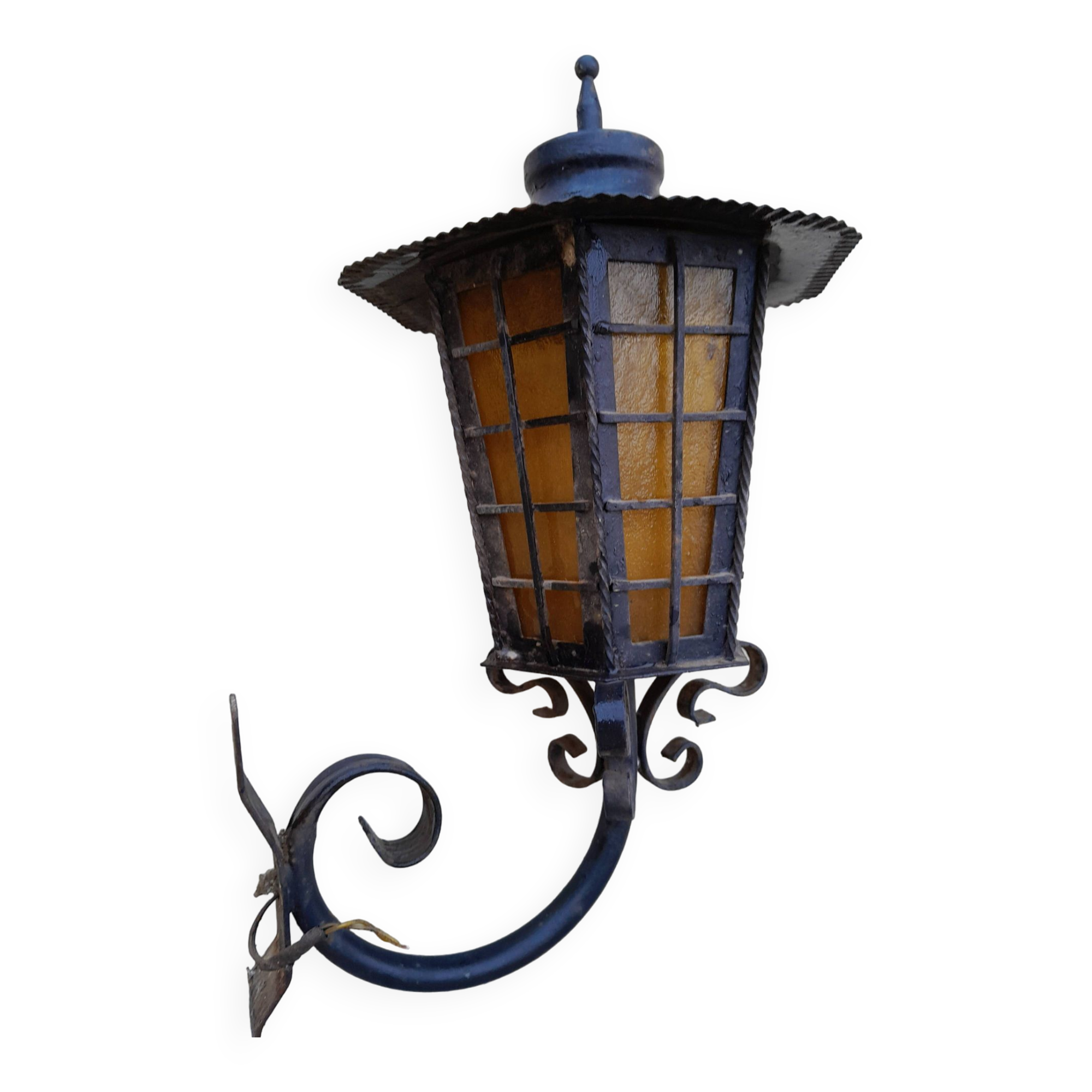 Ancienne lanterne potence extérieur fer forger