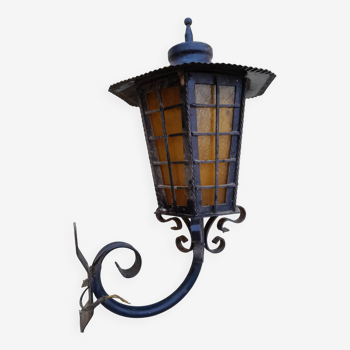 Old wrought iron outdoor gallows lantern