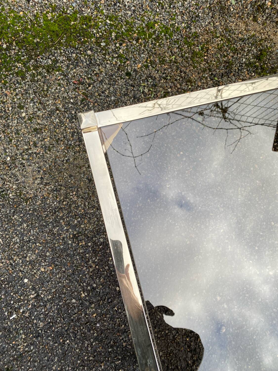 VINTAGE 1970 RECTANGULAR COFFEE TABLE GOLDEN SMOKED BROWN GLASS