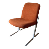 Fauteuil vintage en tweed orangé