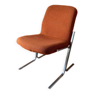 Fauteuil vintage en tweed orangé