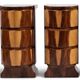 A pair of Art Deco bedside tables in beech wood & rosewood.