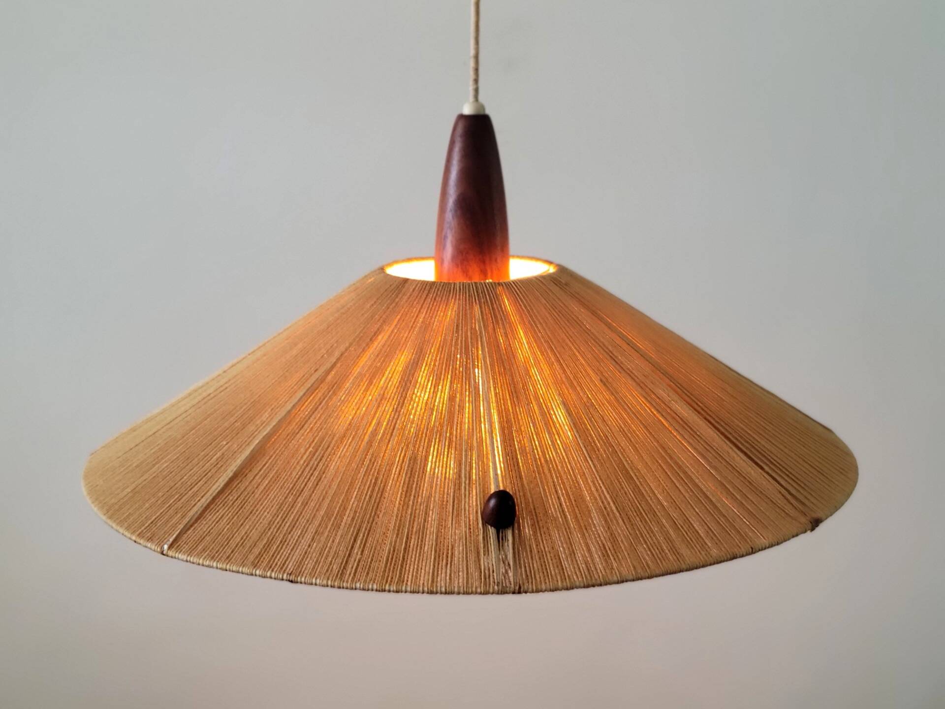 Vintage sisal hanging lamp by Temde Leuchten, 1965