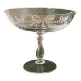 Old compote bowl, standing bezel in engraved crystal circa 1900