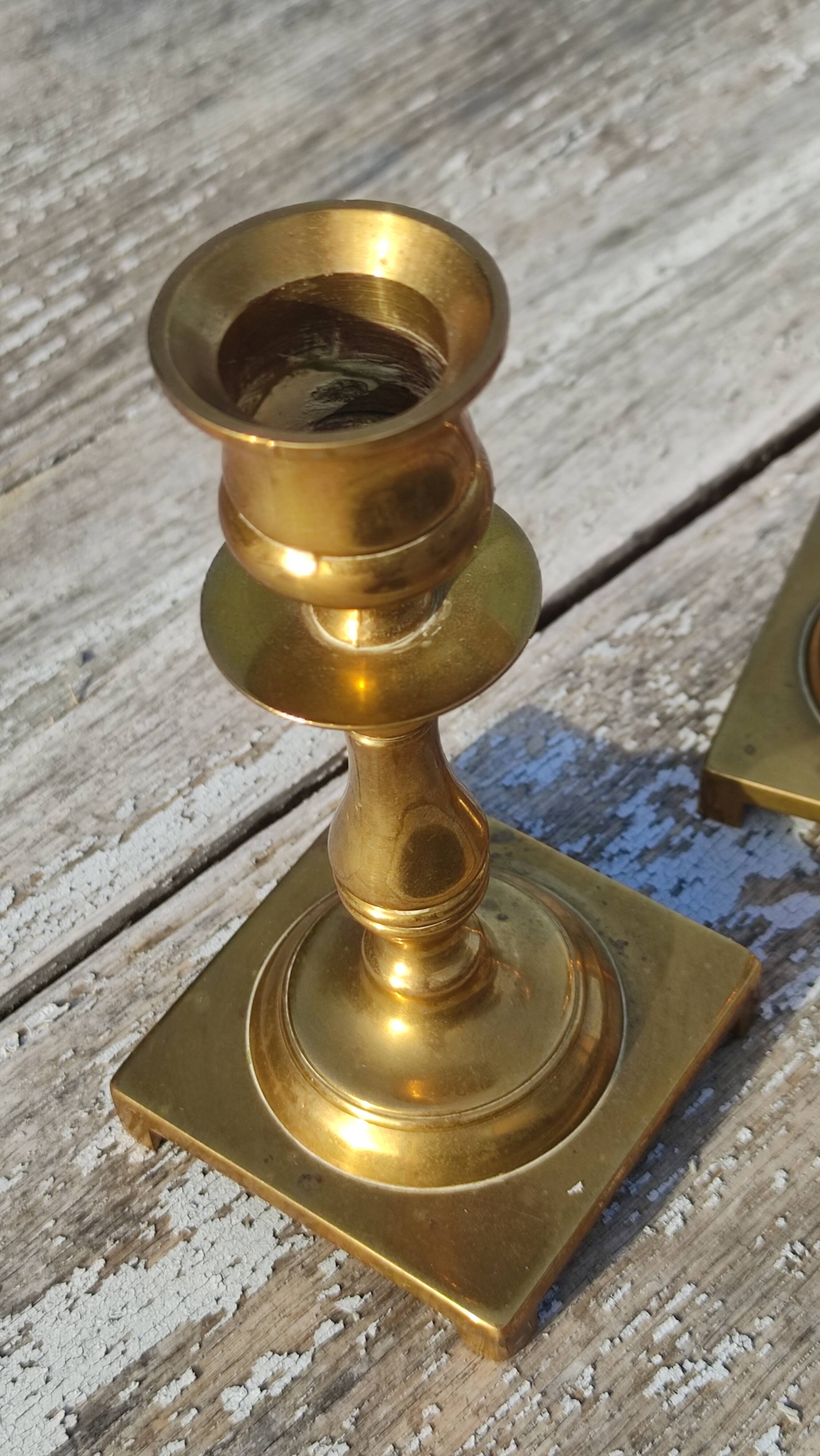 Pair of English golden candle holders