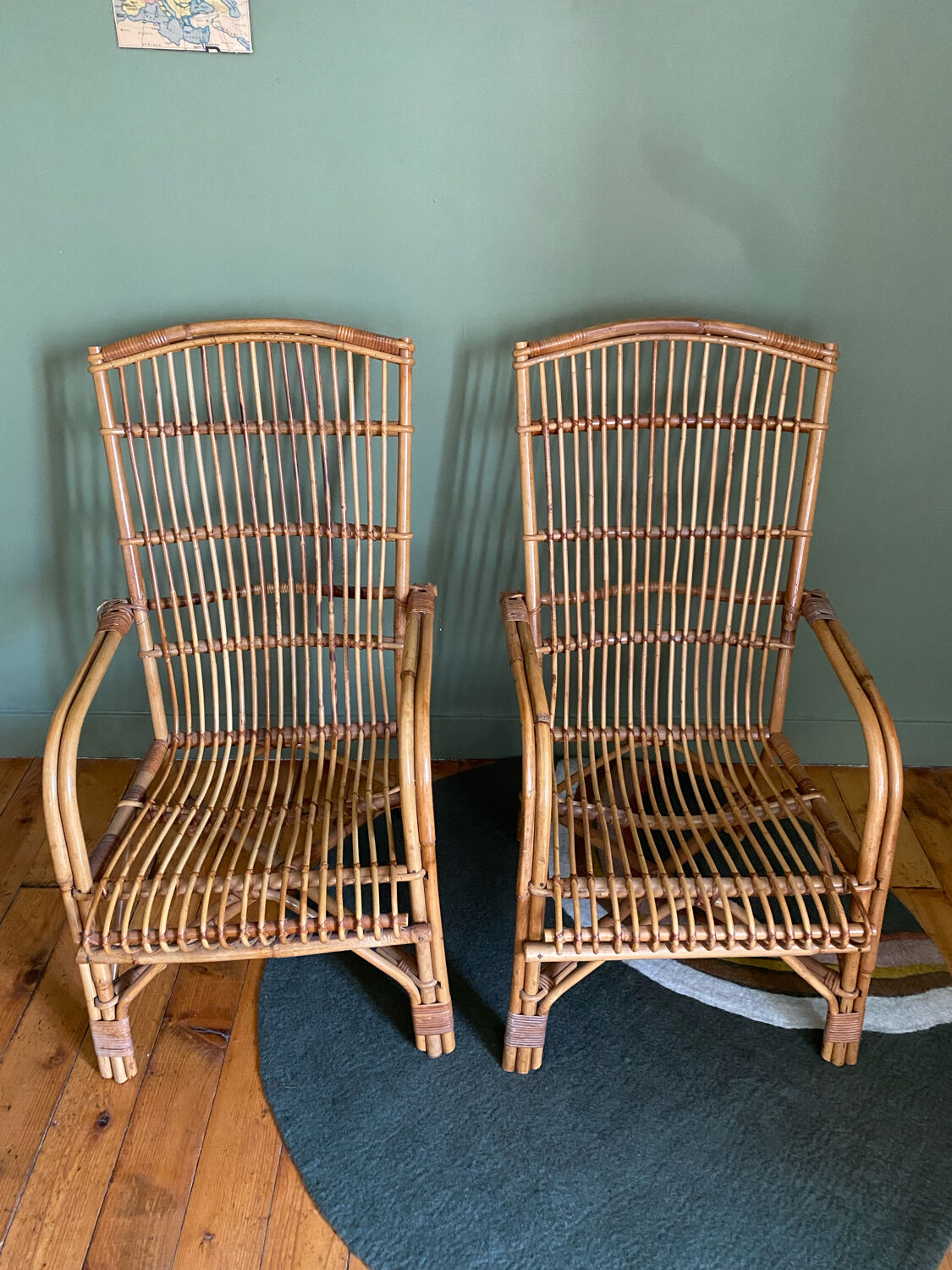 Pair of rattan armchairs