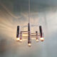 Geometric chandelier in chrome metal, design by Gaetano Sciolari, 1970.