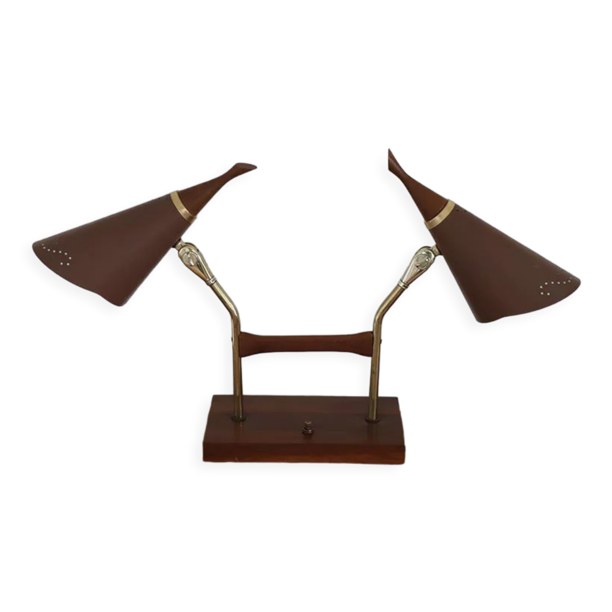 Vintage desk lamp double casserole in metal and brass, 1960