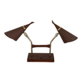 Vintage desk lamp double casserole in metal and brass, 1960