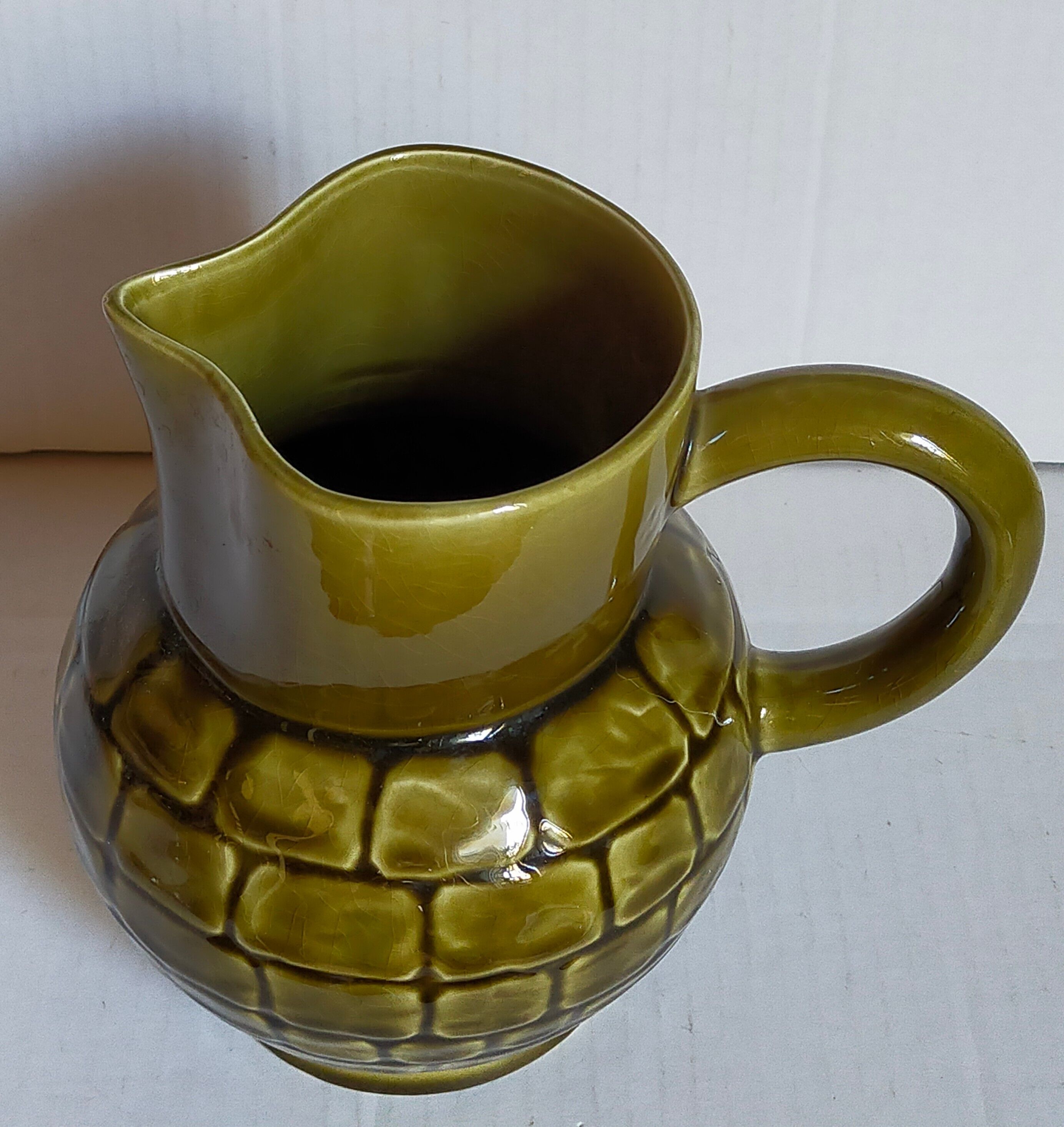 Bistro pitcher in vintage Sarreguemines earthenware