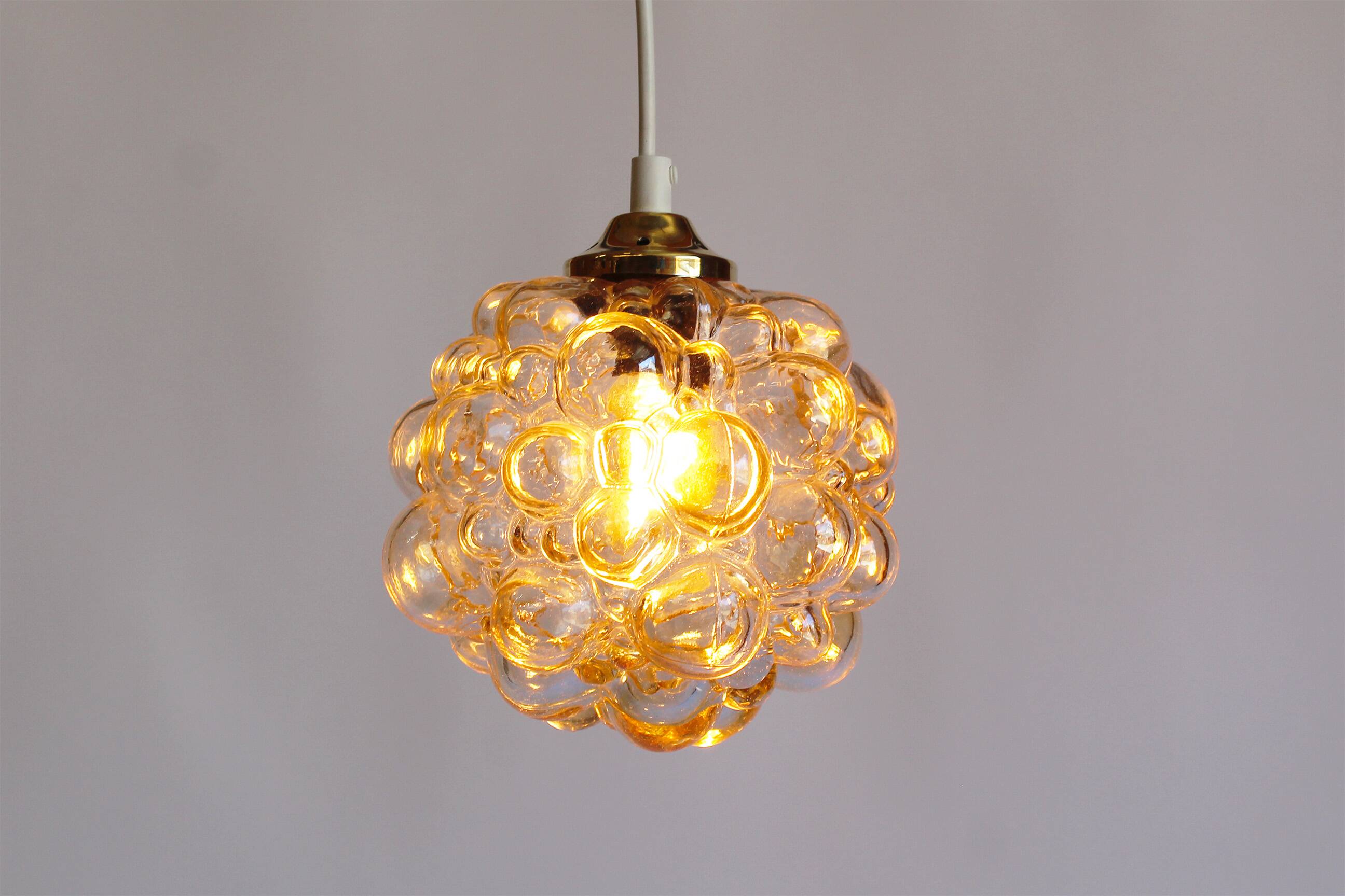 Petite amber bubble glass pendant light by Helena Tynell for Glashutte Limb
