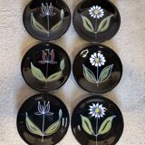 Set of six flower dessert plates