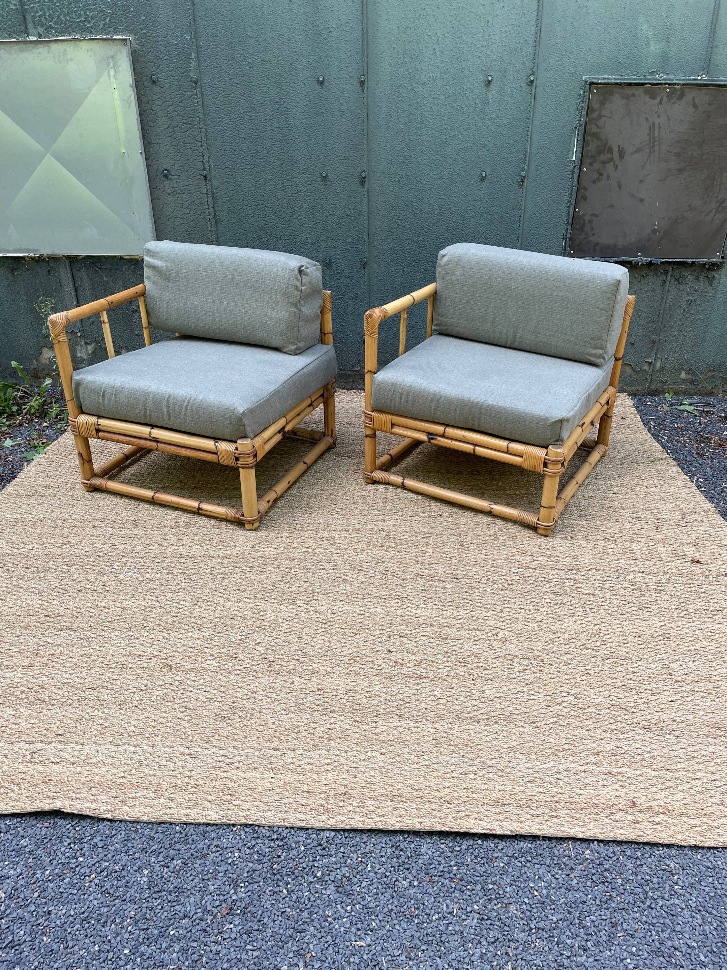 Paire de fauteuils en rotin vintage