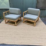 Paire de fauteuils en rotin vintage