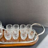 Liquor cabaret - Art Deco - Blown and cut crystal, mahogany or ebony macassar and stainless steel