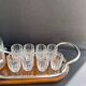 Liquor cabaret - Art Deco - Blown and cut crystal, mahogany or ebony macassar and stainless steel