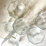 Vintage 6 x Hexagonal Clear Water Glasses, by Luminarc France, 1980s