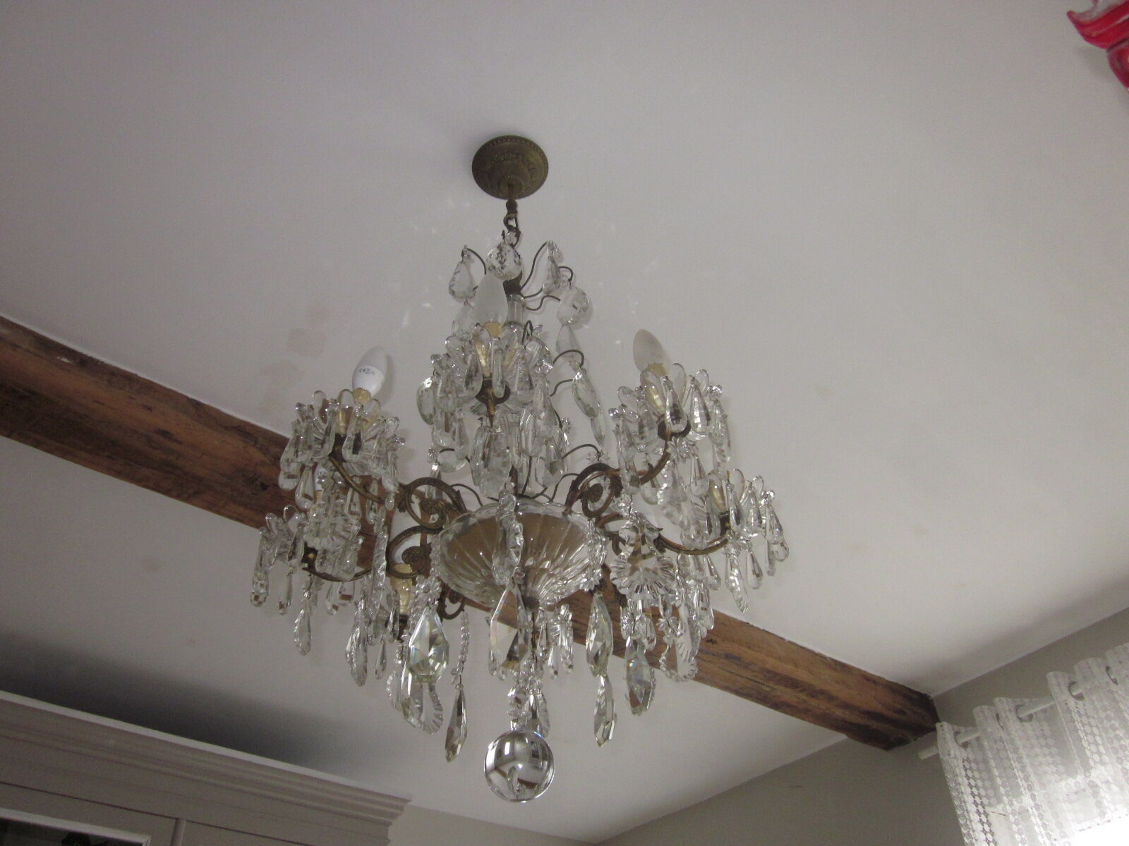 chandelier has antique pendants