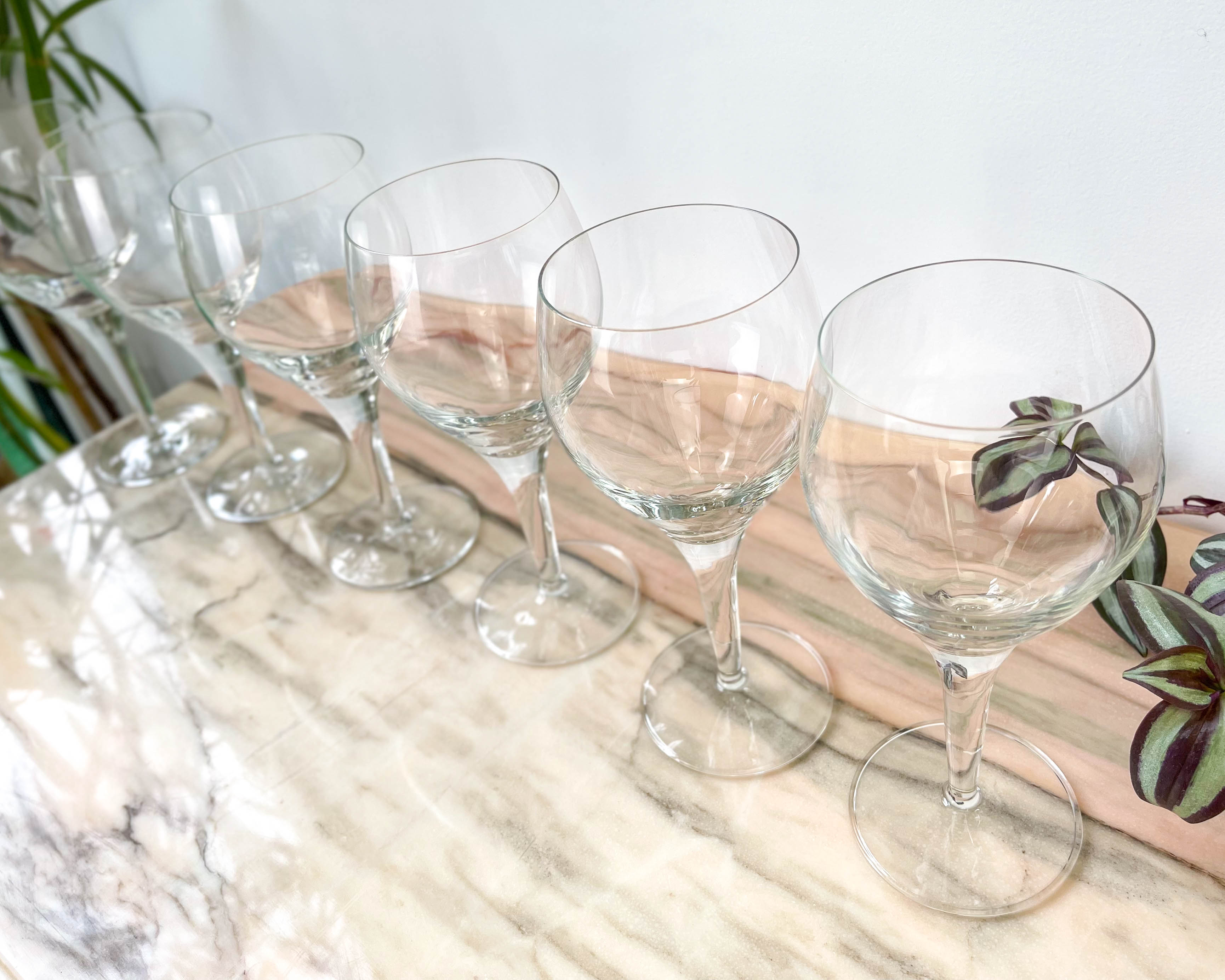6 vintage crystal water glasses