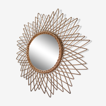 Vintage rattan sun mirror