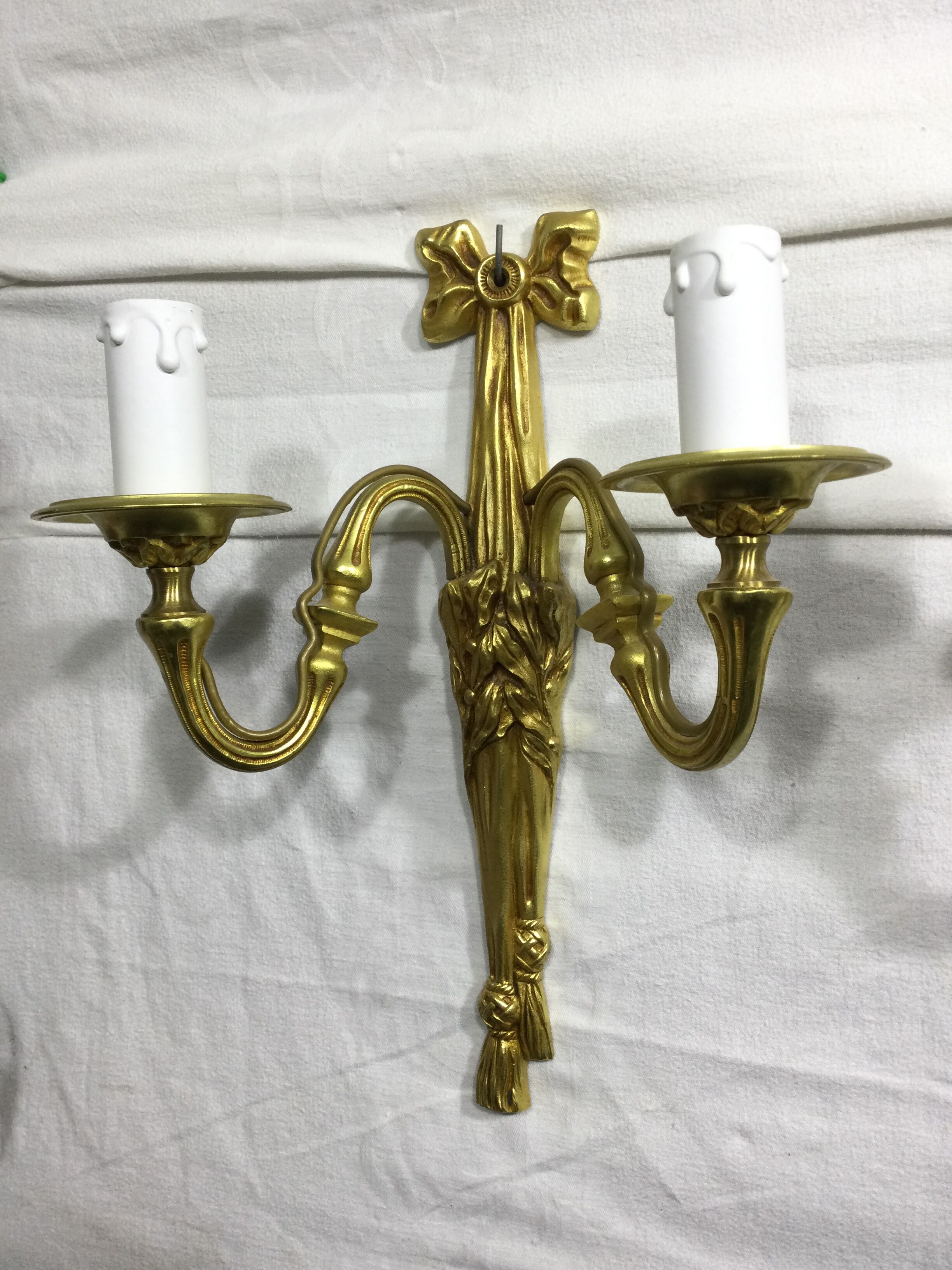 Pair of sconces Bronze 2 lights Louis XVI style