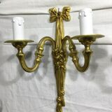 Pair of sconces Bronze 2 lights Louis XVI style