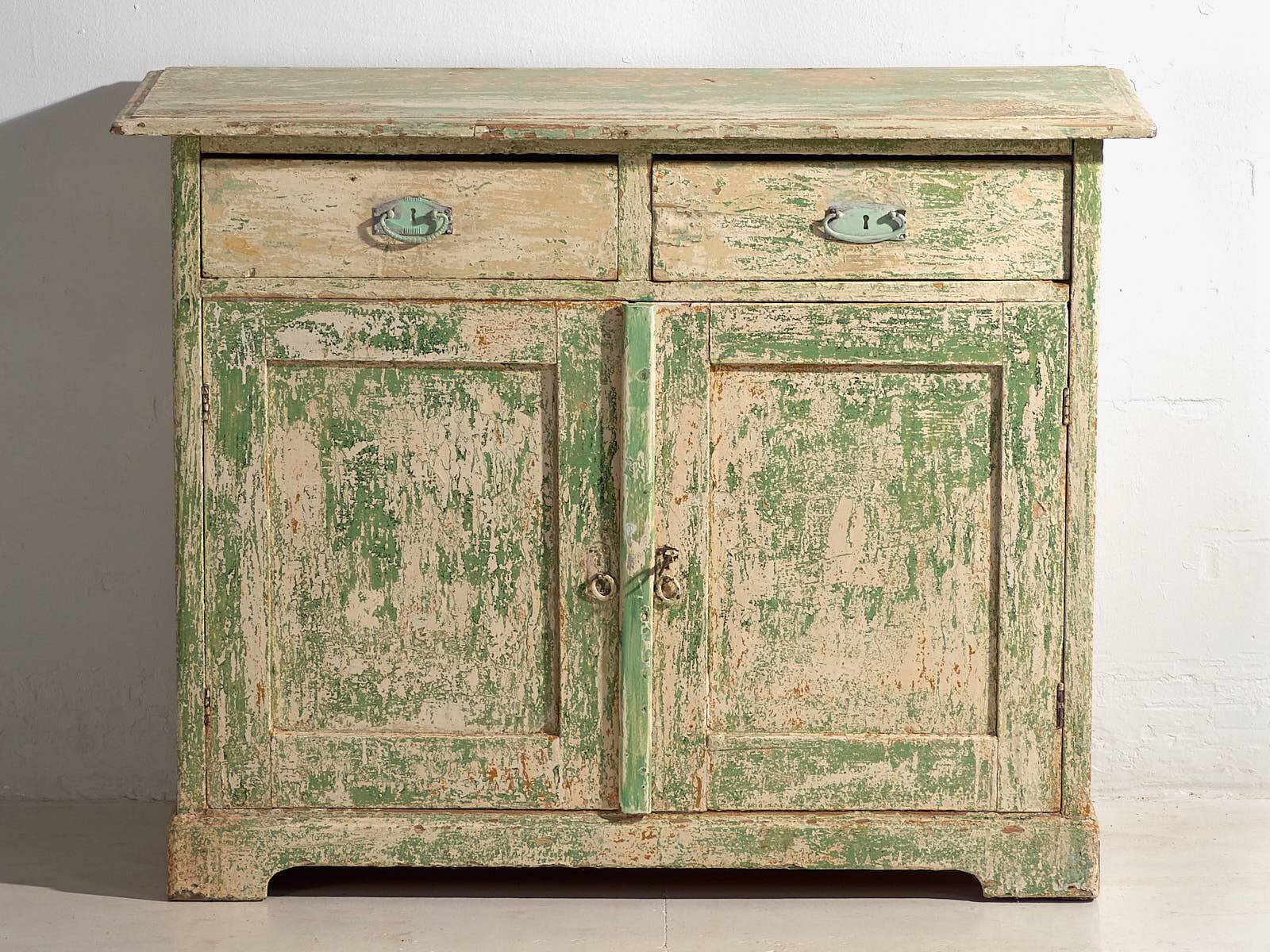 Antique bedroom chest of drawers with green tones (c.1920) #8