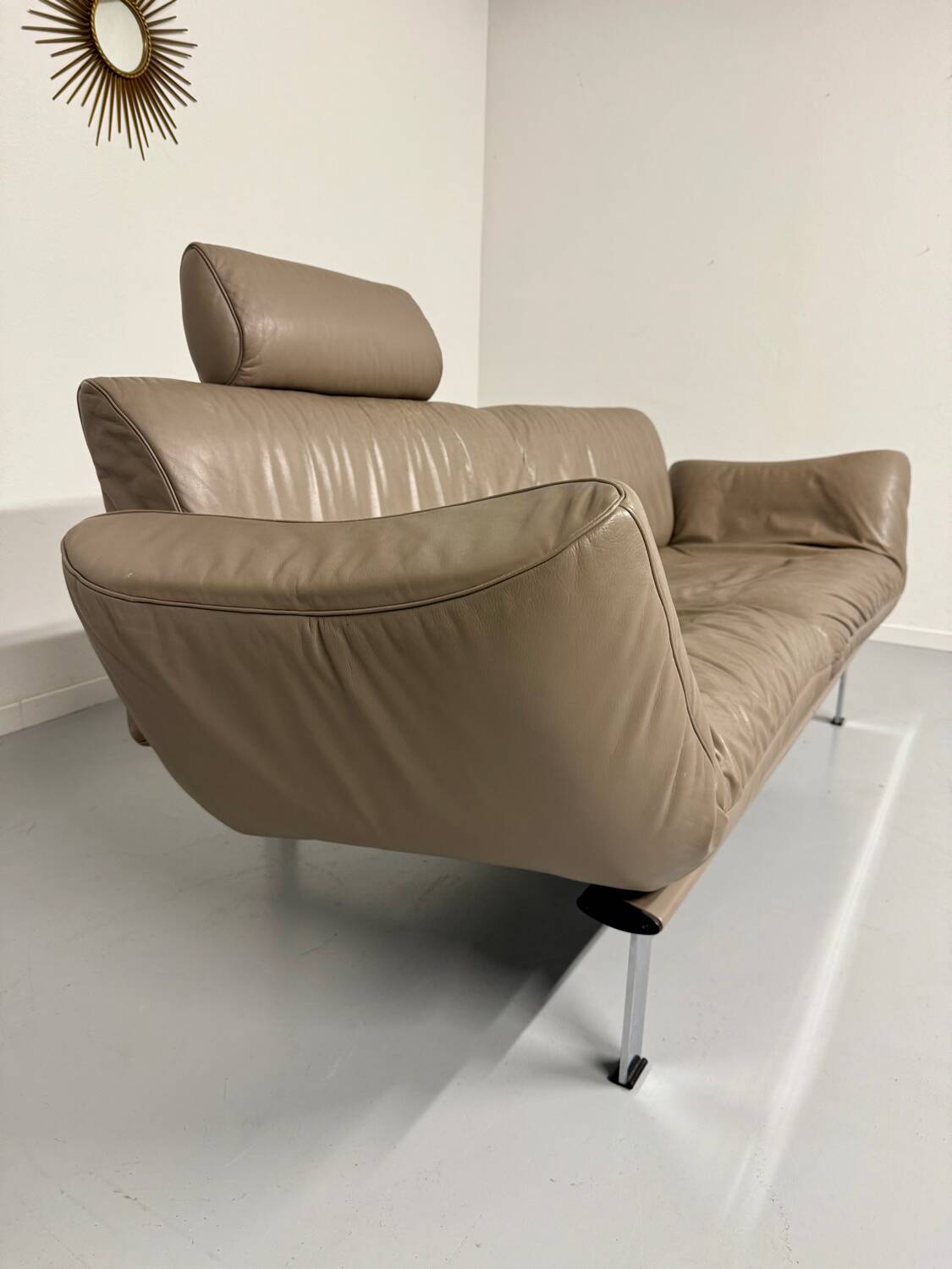 De Sede ds 140 grey 2/3 seater sofa, vintage leather, 80s design