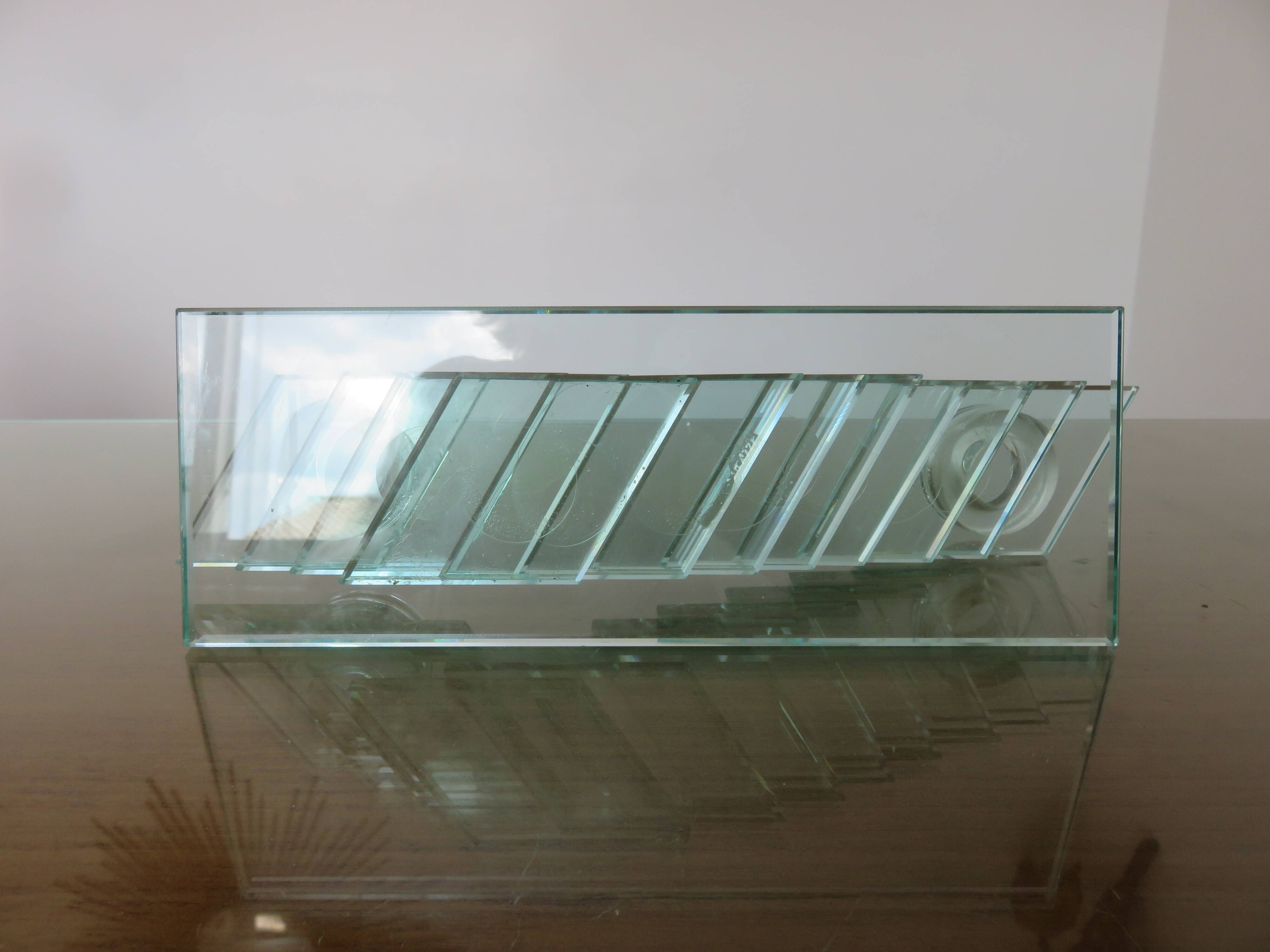 Designer candle holder in glass plates from the 80s