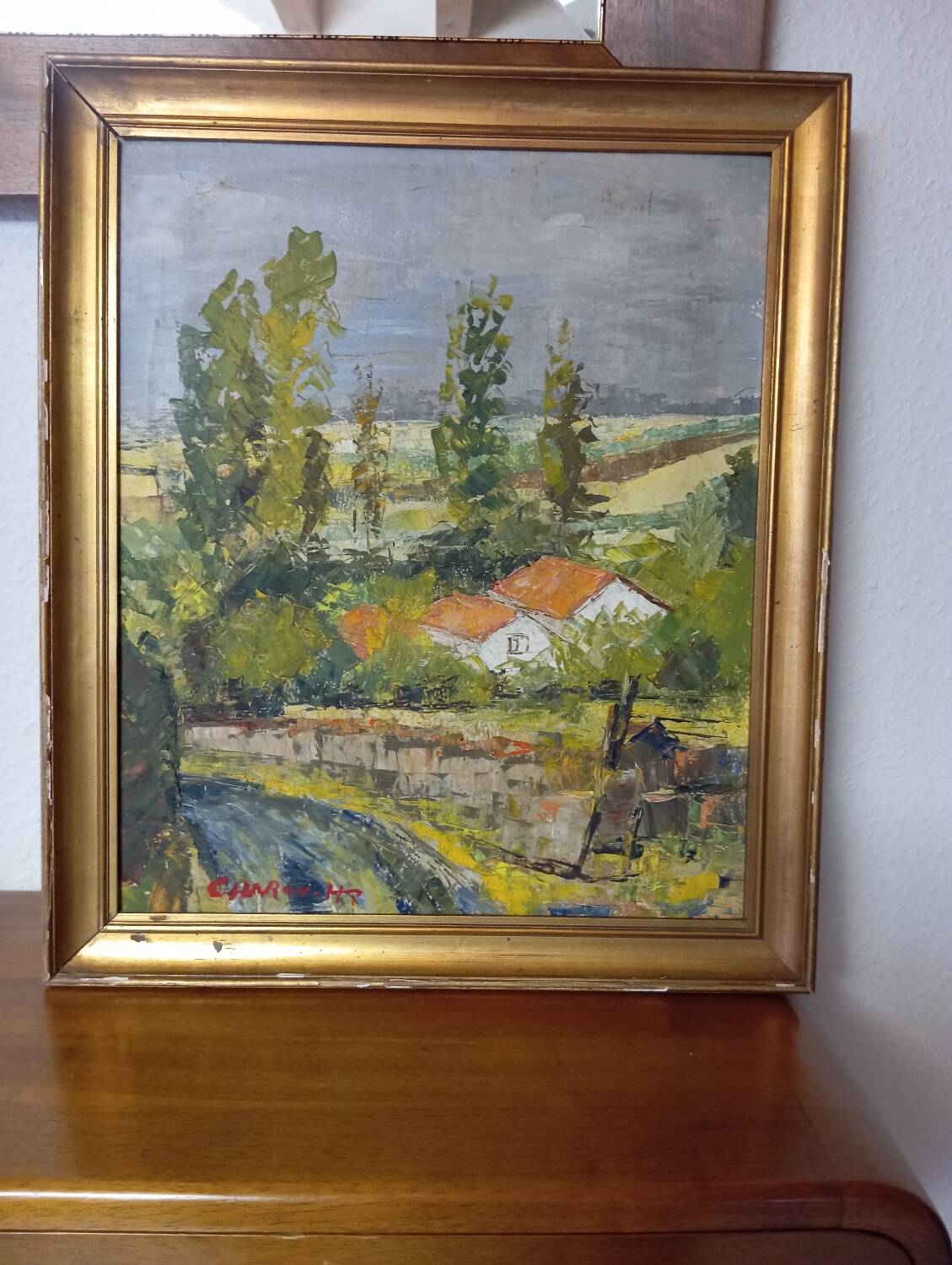 Landscape with knives, signed Charon