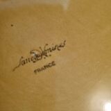 Vintage earthenware trivet from Sarreguemines Barbotine woven basket