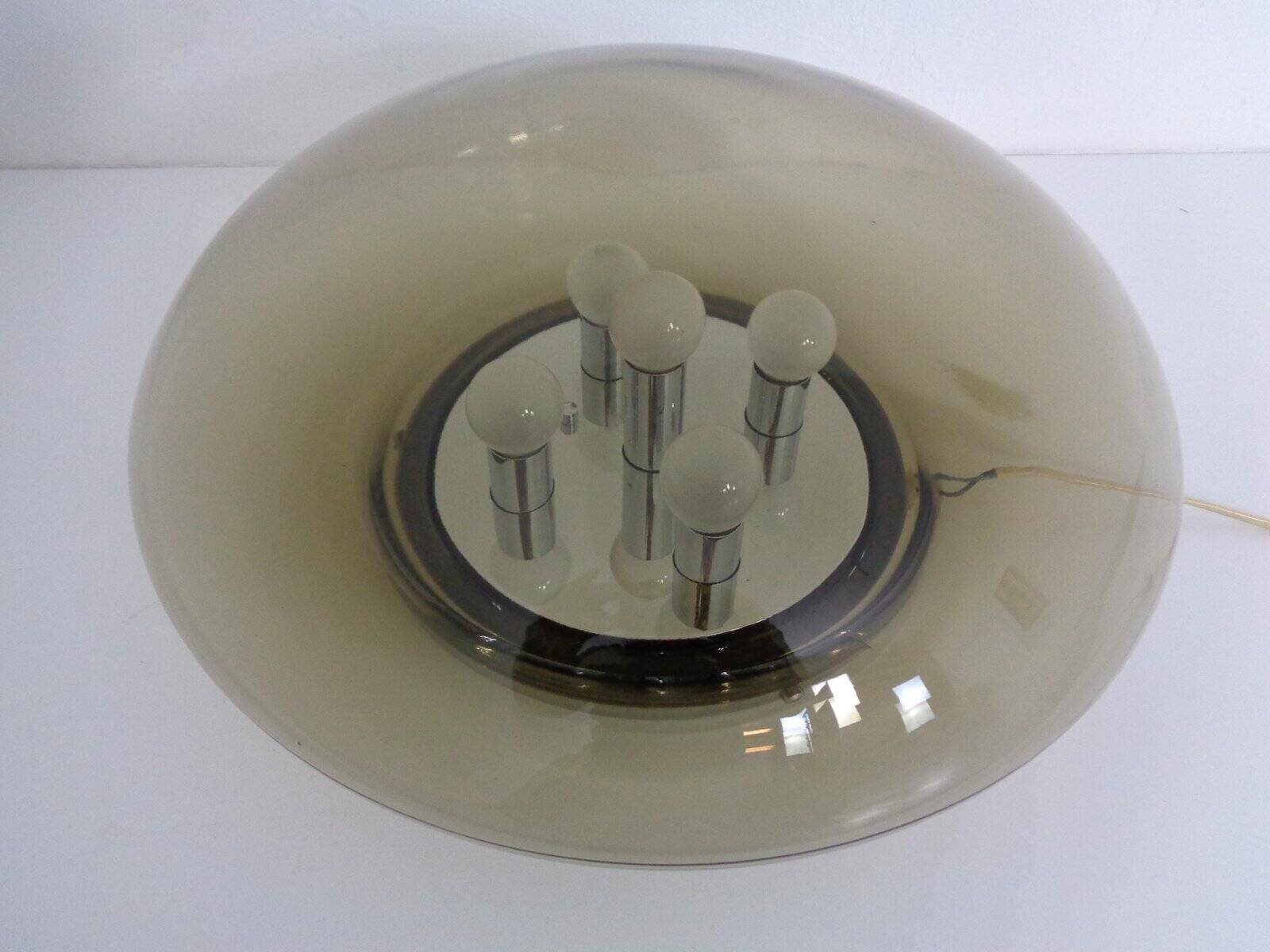 Large glass ceiling light from Limburg, 1960s
