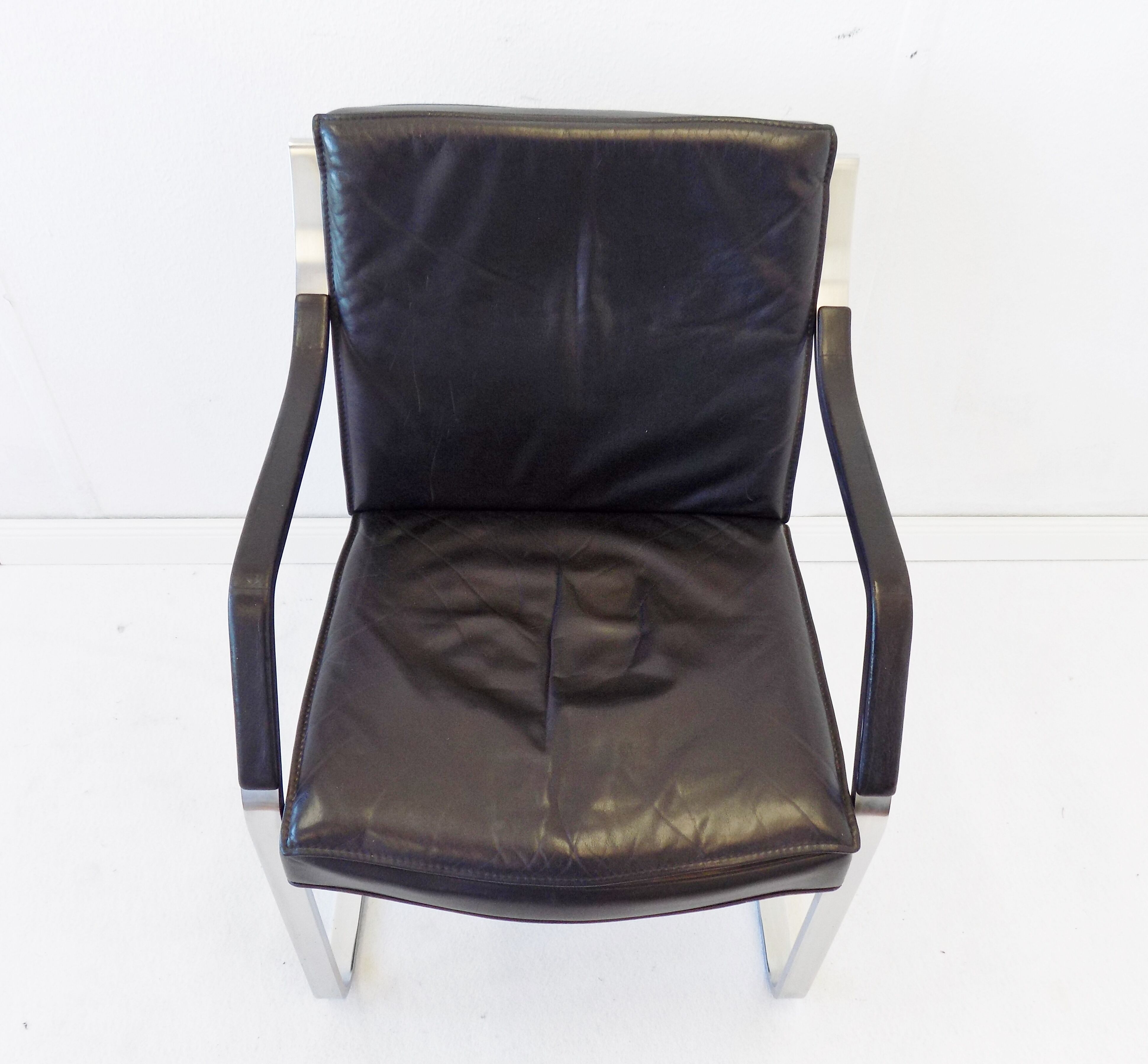 Fauteuil en cuir noir Knoll Art Collection par Rudolf B. Glatzel