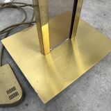 70s floor lamp in brass and smoked plexiglass, Hollywood Regency
