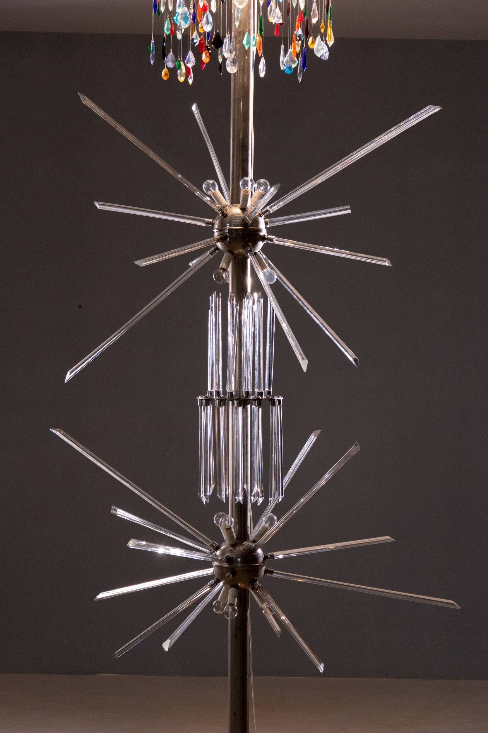 Floor Lamp by René Roubíček, Nový Bor, Glass & Metal, 1960s