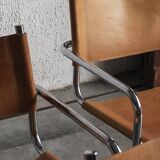Set of 4 tubular dining chairs in Bauhaus style, in the manner of Marcel Breuer, 1970s