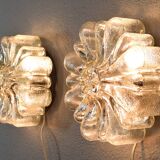 Mid Century Modern Germany Cut Glass Flush Mount Set 60s Bubble Flower Set
