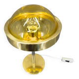 1970s Space Age Table Lamp Brass Glass Kamenický Šenov